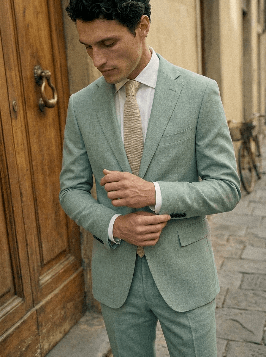Portrait costume sauge avec cravate