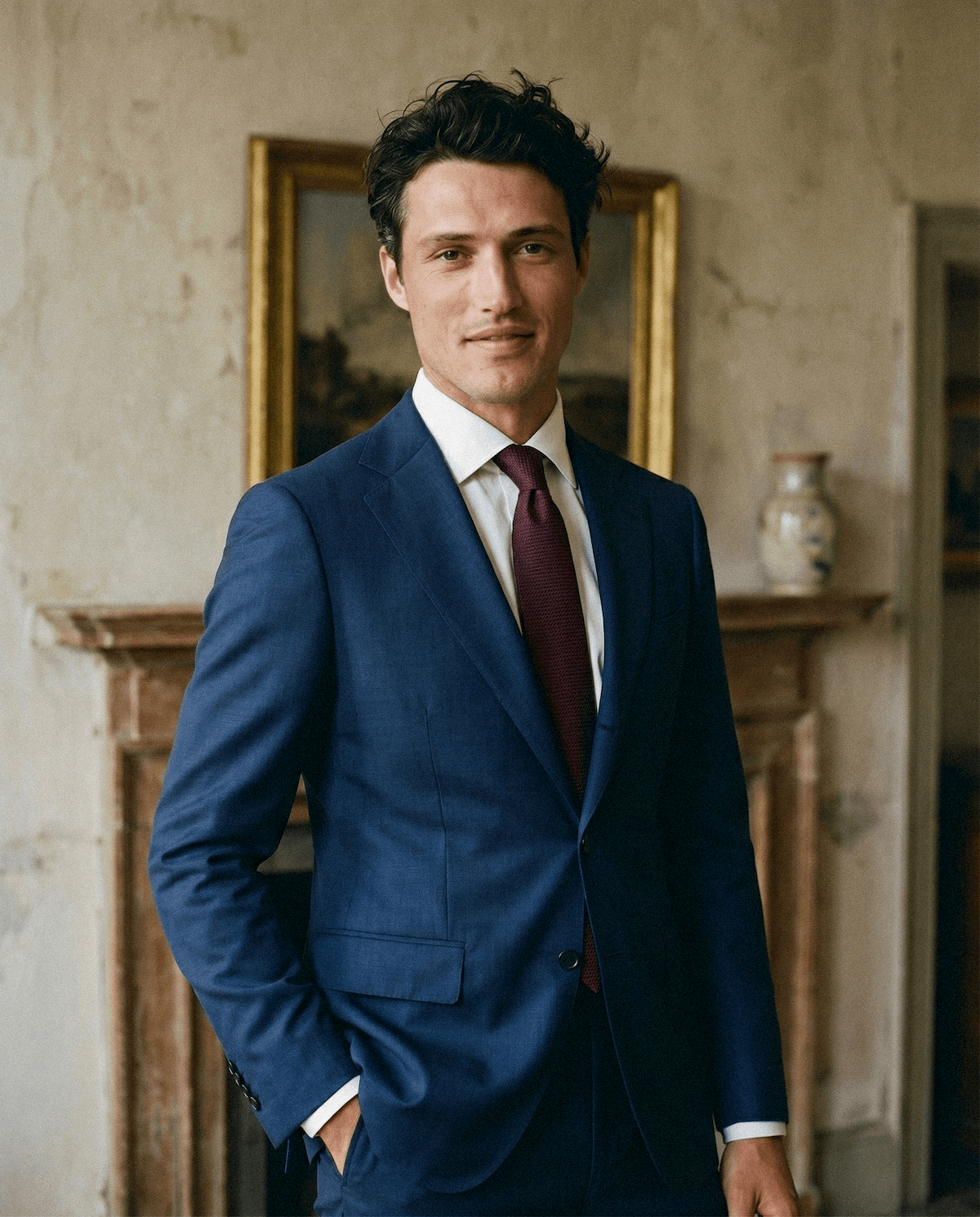 Location costume mariage bleu à Clermont-Ferrand - Le Vestiaire Blatin